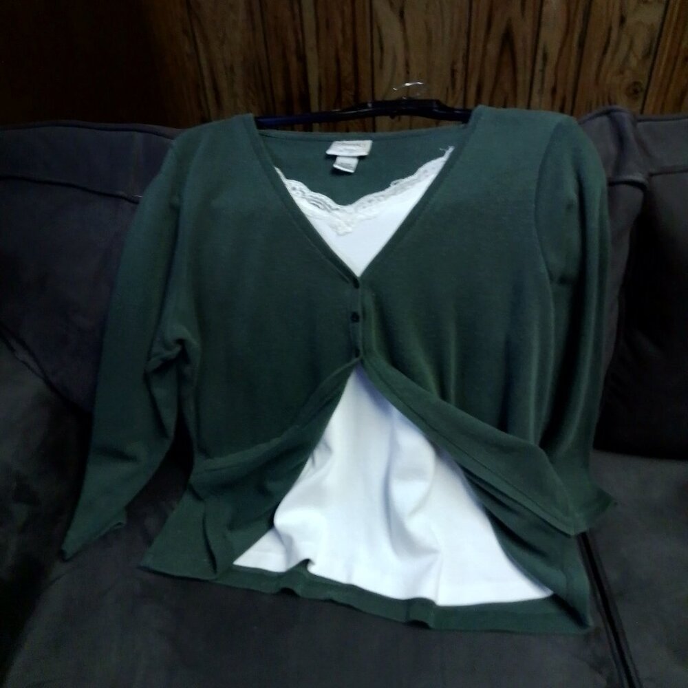 Womens Plus Sized Layered Look Green Top